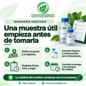 Planificación del muestreo de aguas residuales: objetivo, recipientes y conservación, registro y entrega al laboratorio.